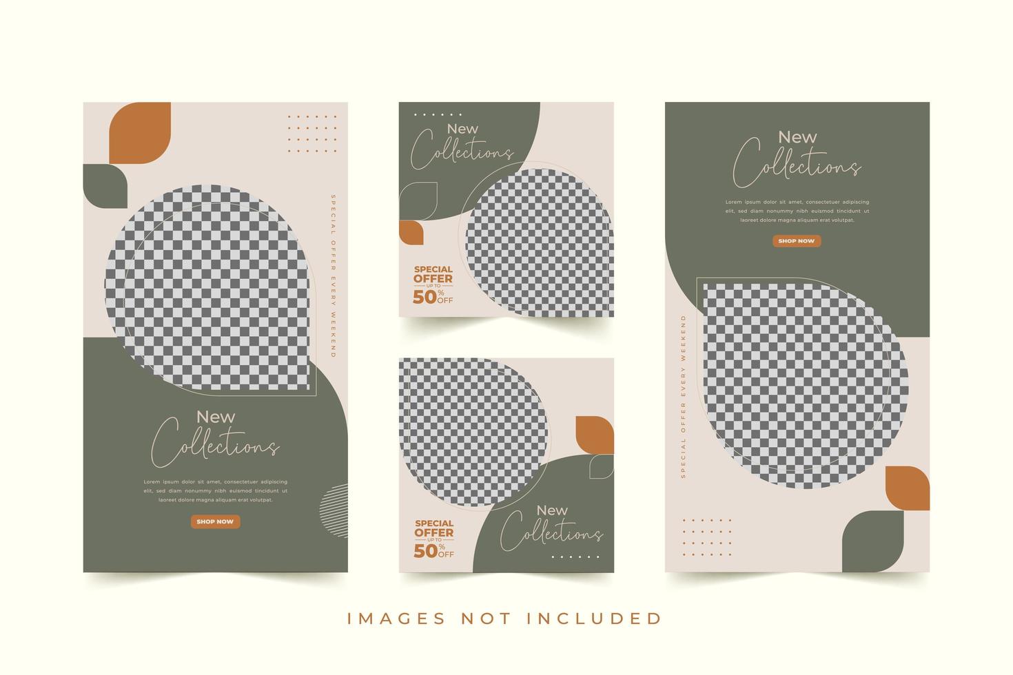 Fashion social media template set with premium background vector