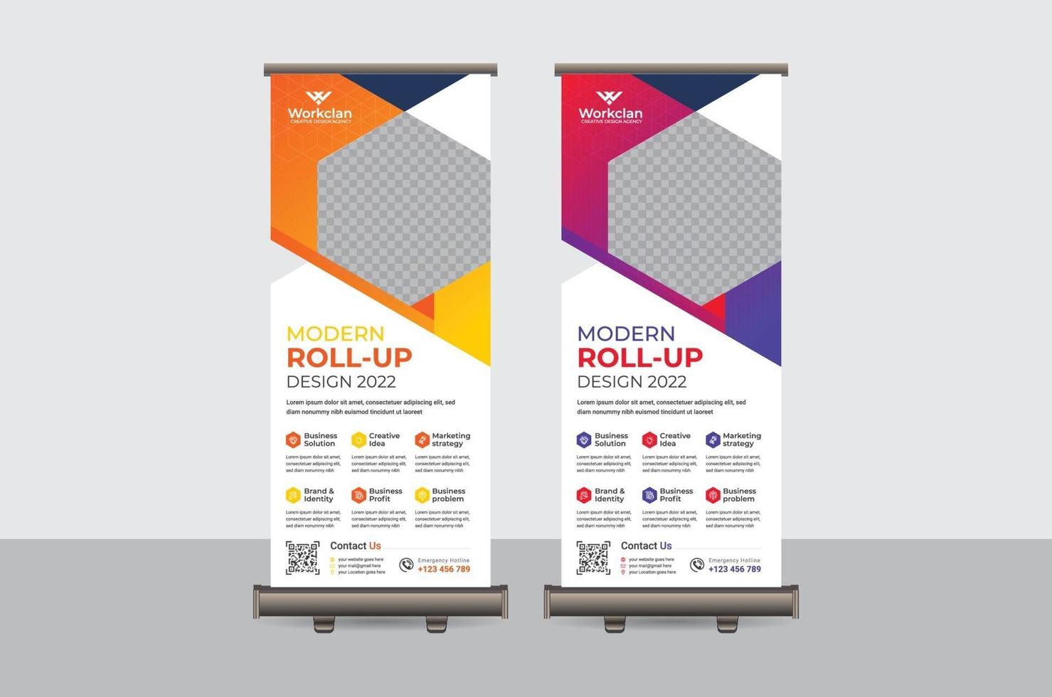 Abstract Colorful Roll up Banner Design Vector Template