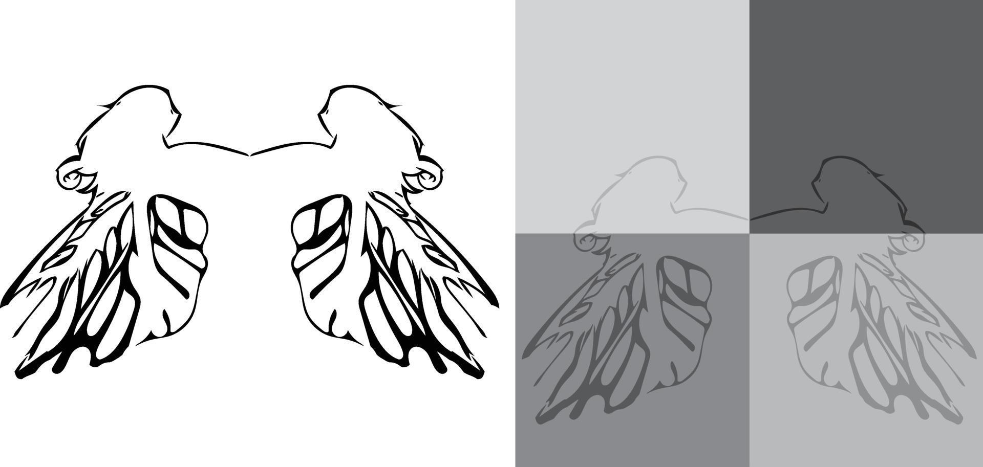 Angel wings pattern on gray backgrounds with an angel wings silhouette