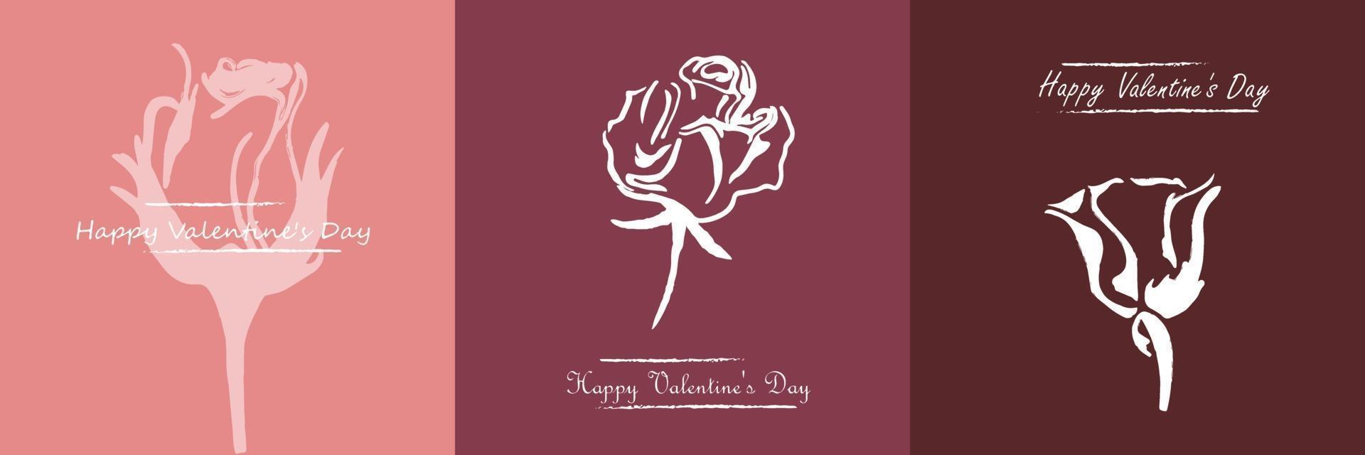 A silhouette of roses for Valentine's Day. Vintage style. vector