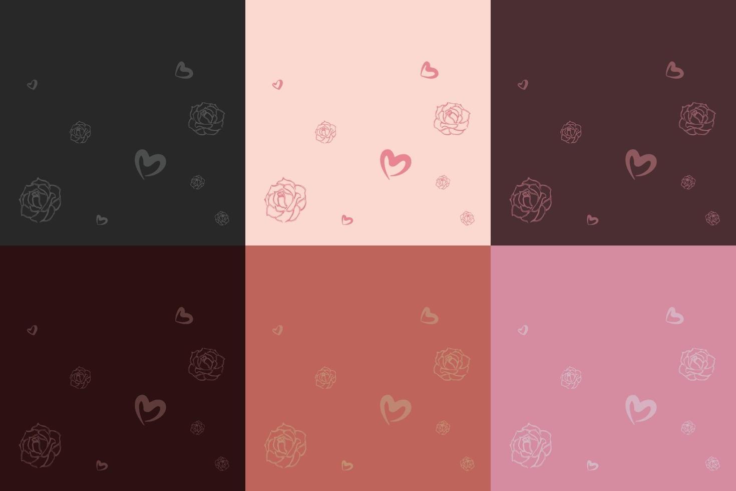 silueta de rosas y corazones para el día de san valentín. tarjeta de estilo vintage y fondo transparente. vector