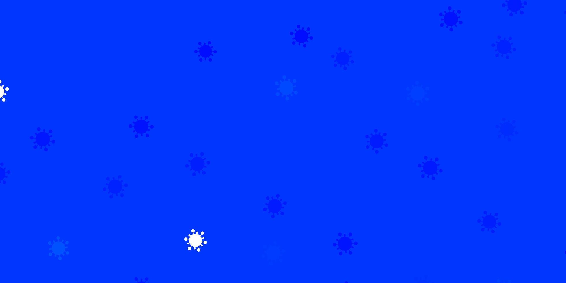 Fondo de vector azul claro con símbolos covid-19.
