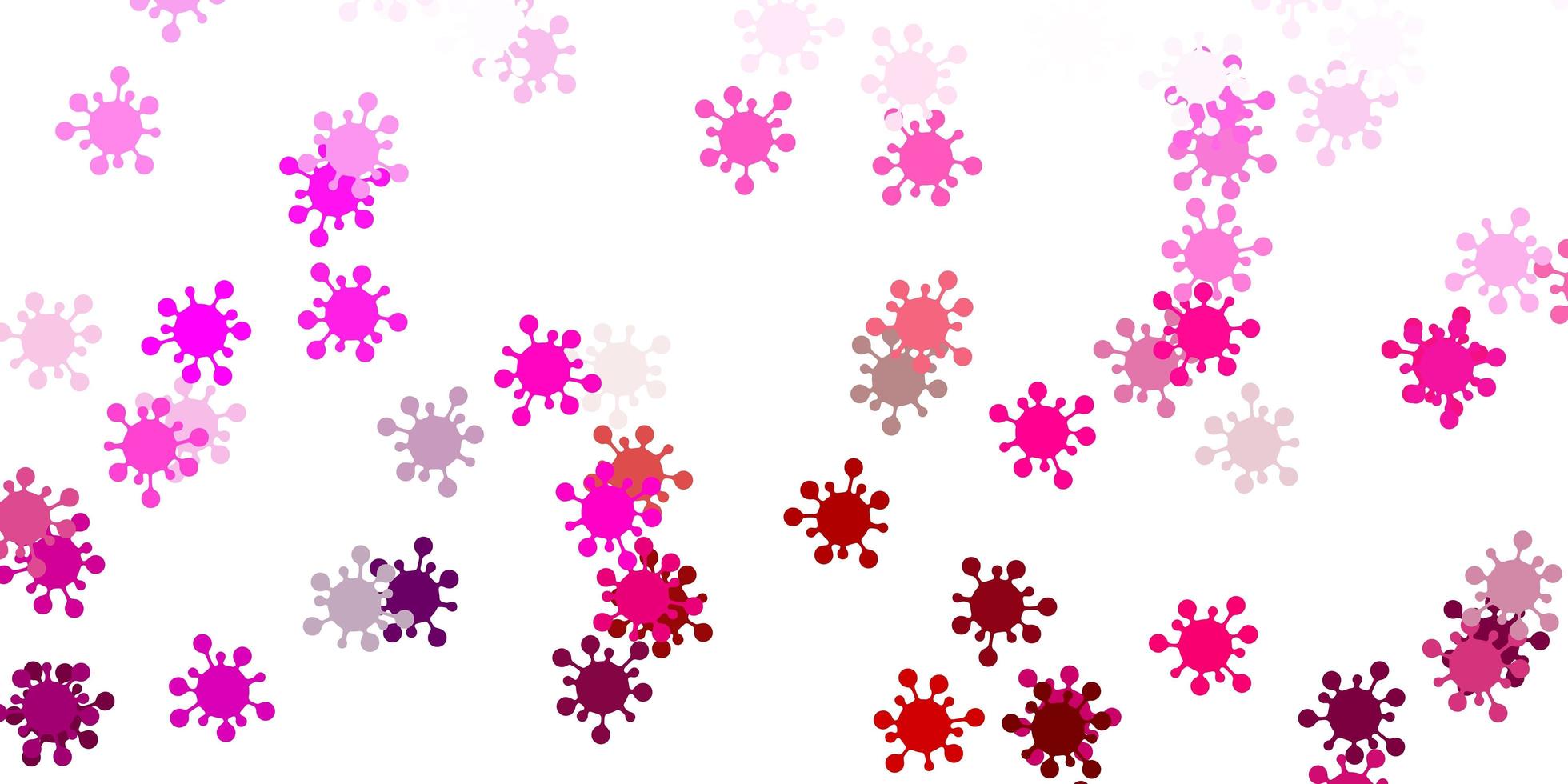 Fondo de vector rosa claro con símbolos covid-19.