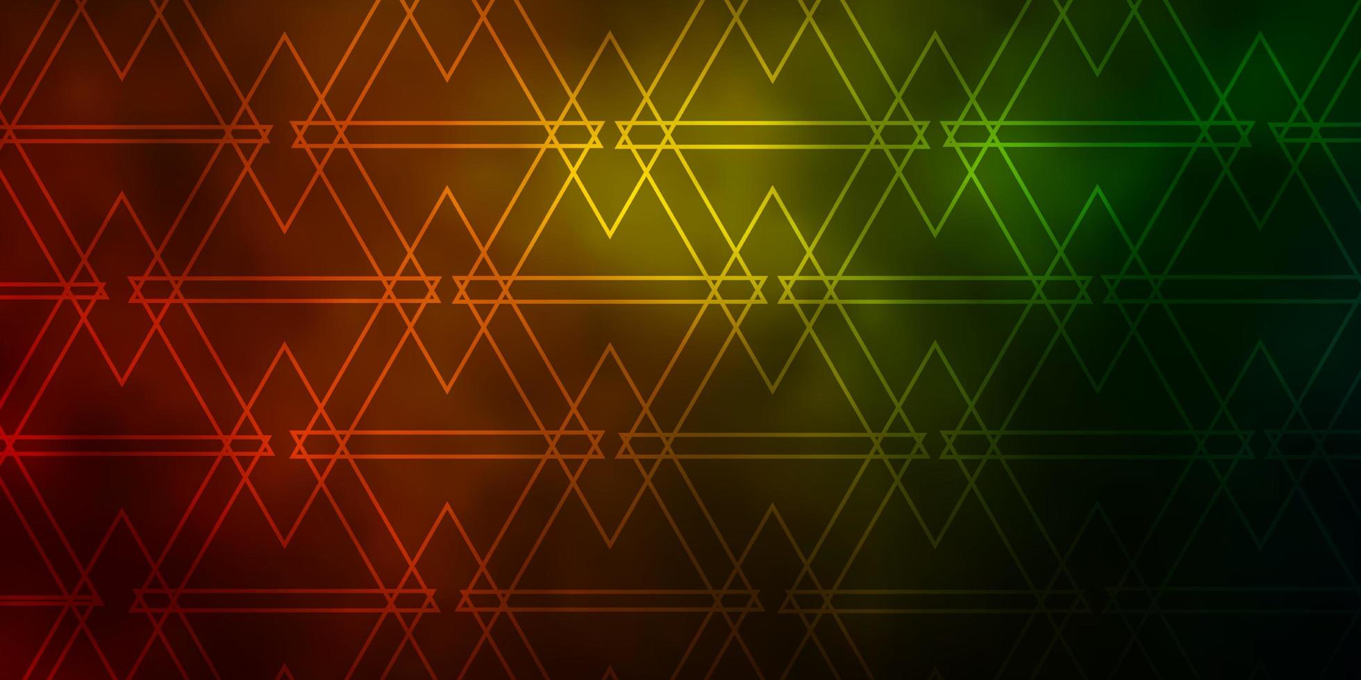 Fondo de vector verde oscuro, amarillo con líneas, triángulos.