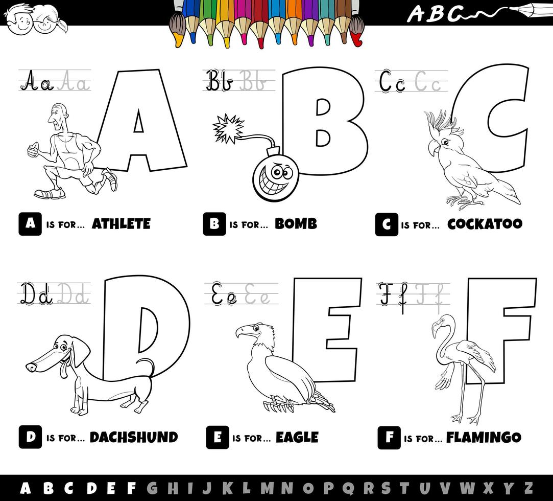 educational alphabet letters coloring book for children vector