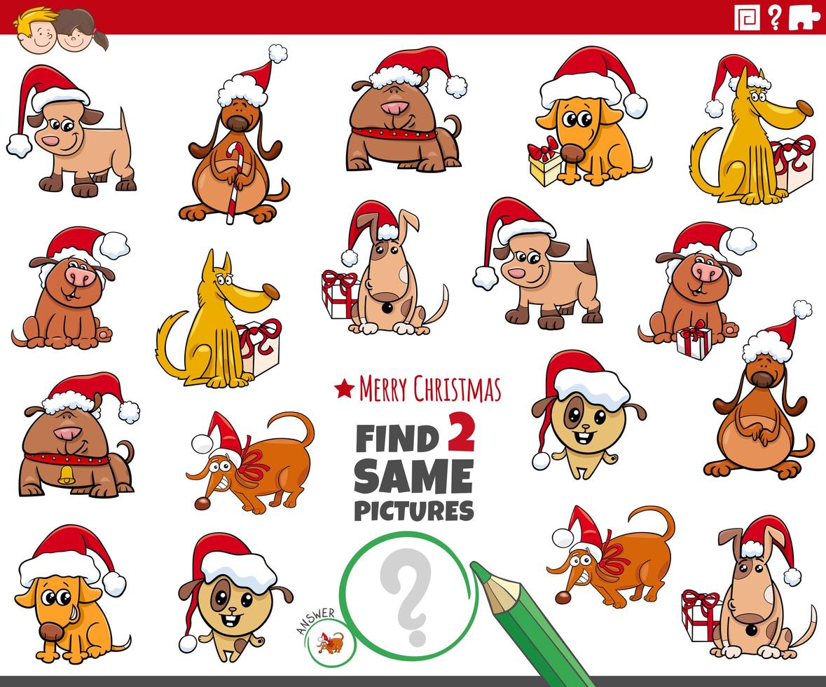 find two same puppies characters educational task vector