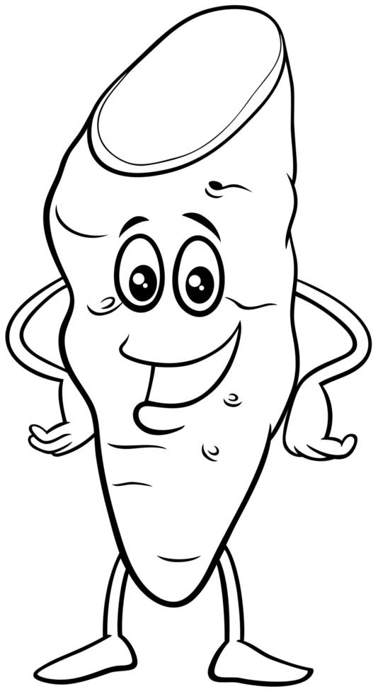 cartoon yam vegetable character coloring book page vector