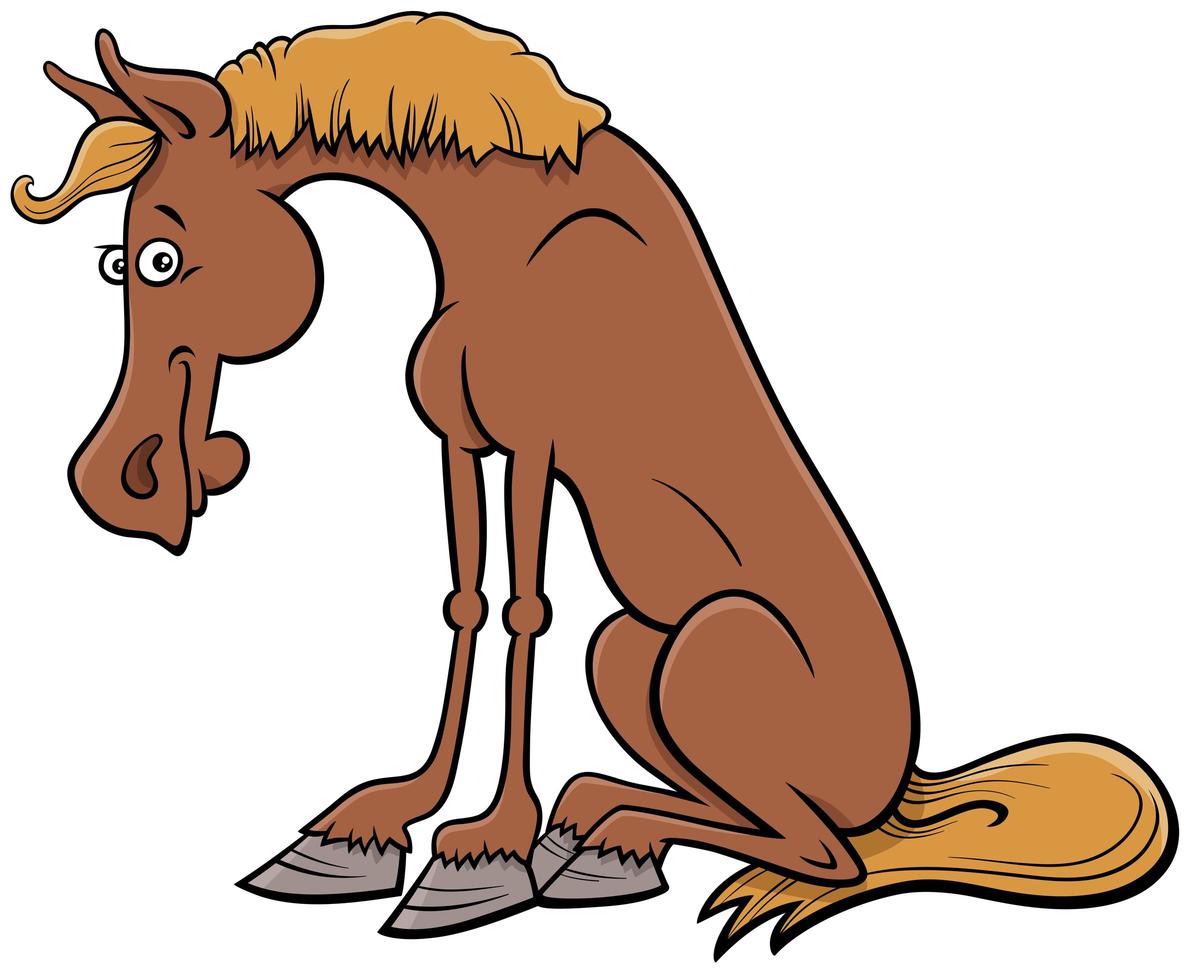 caricatura, caballo, granja, animal, cómico, carácter vector