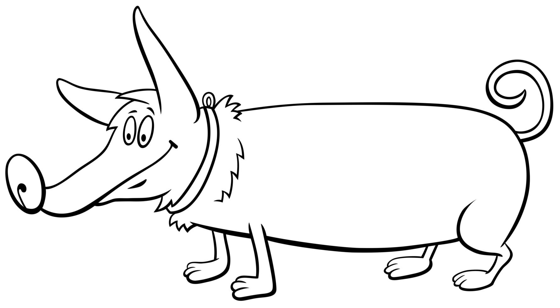 cartoon dog in collar coloring book page vector