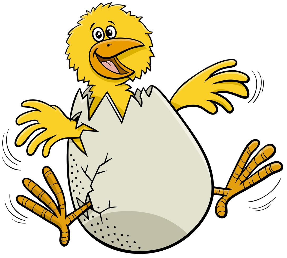 cartoon little chick hatching from egg vector
