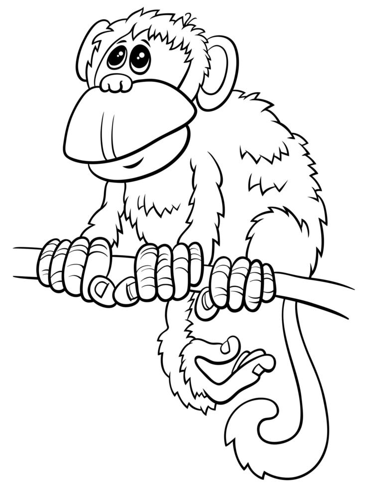 cartoon monkey comic animal character coloring book page vector