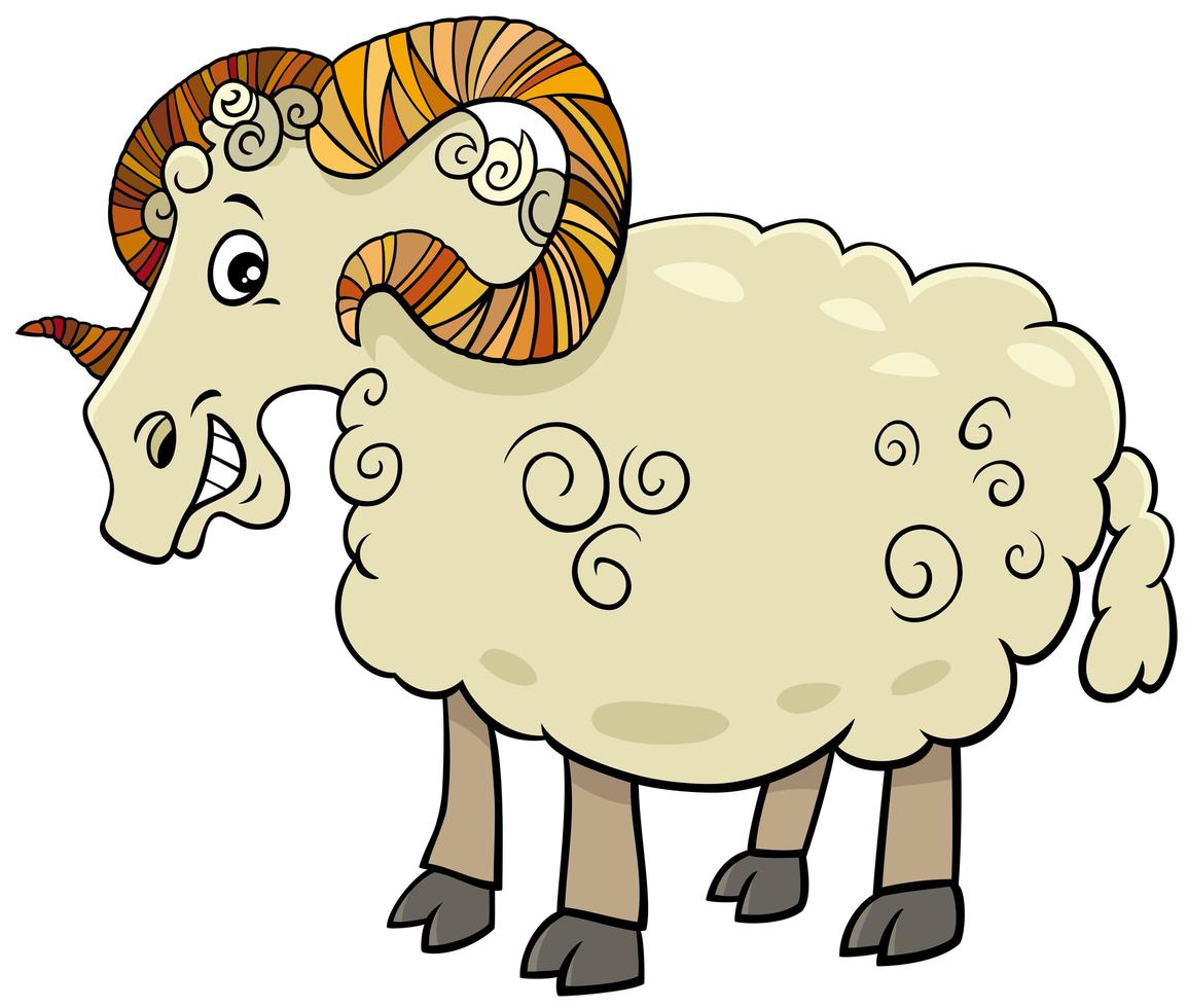 funny ram farm animal cartoon character vector