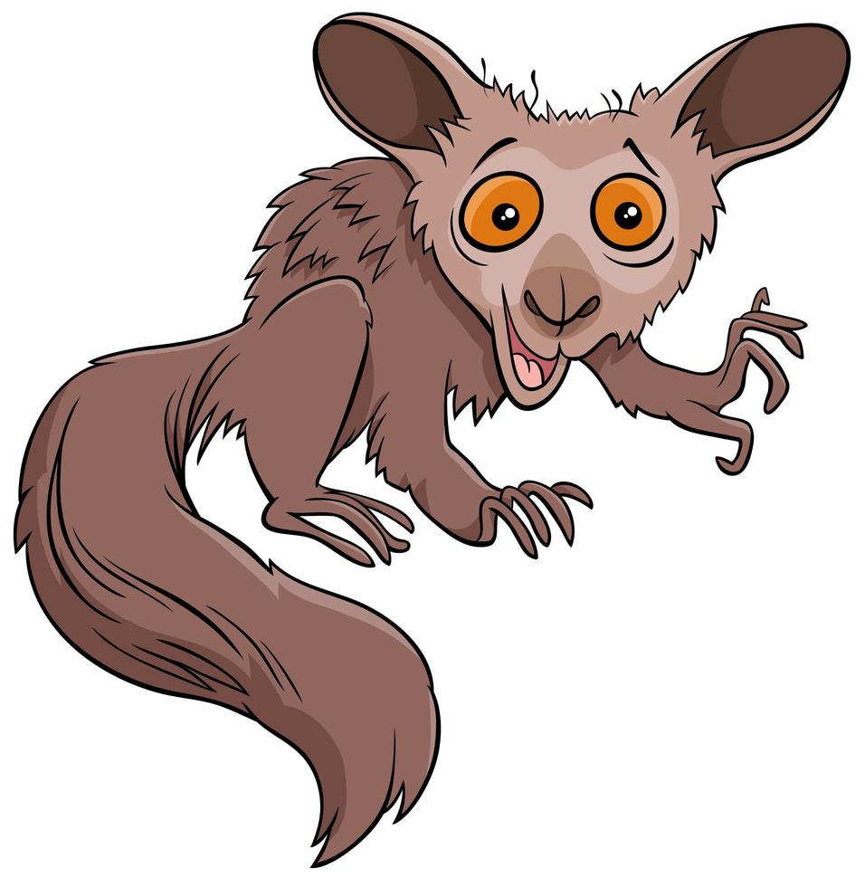 divertido personaje de animal salvaje de dibujos animados aye-aye vector