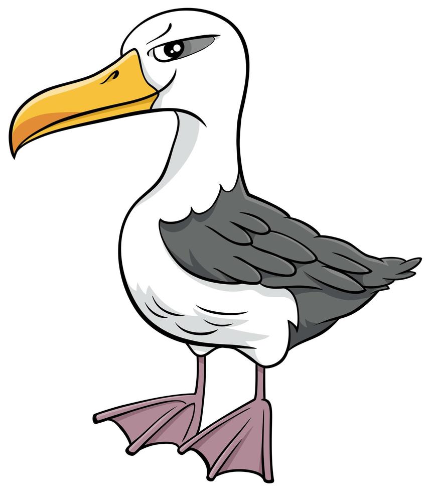albatros pájaro animal personaje dibujos animados ilustración vector