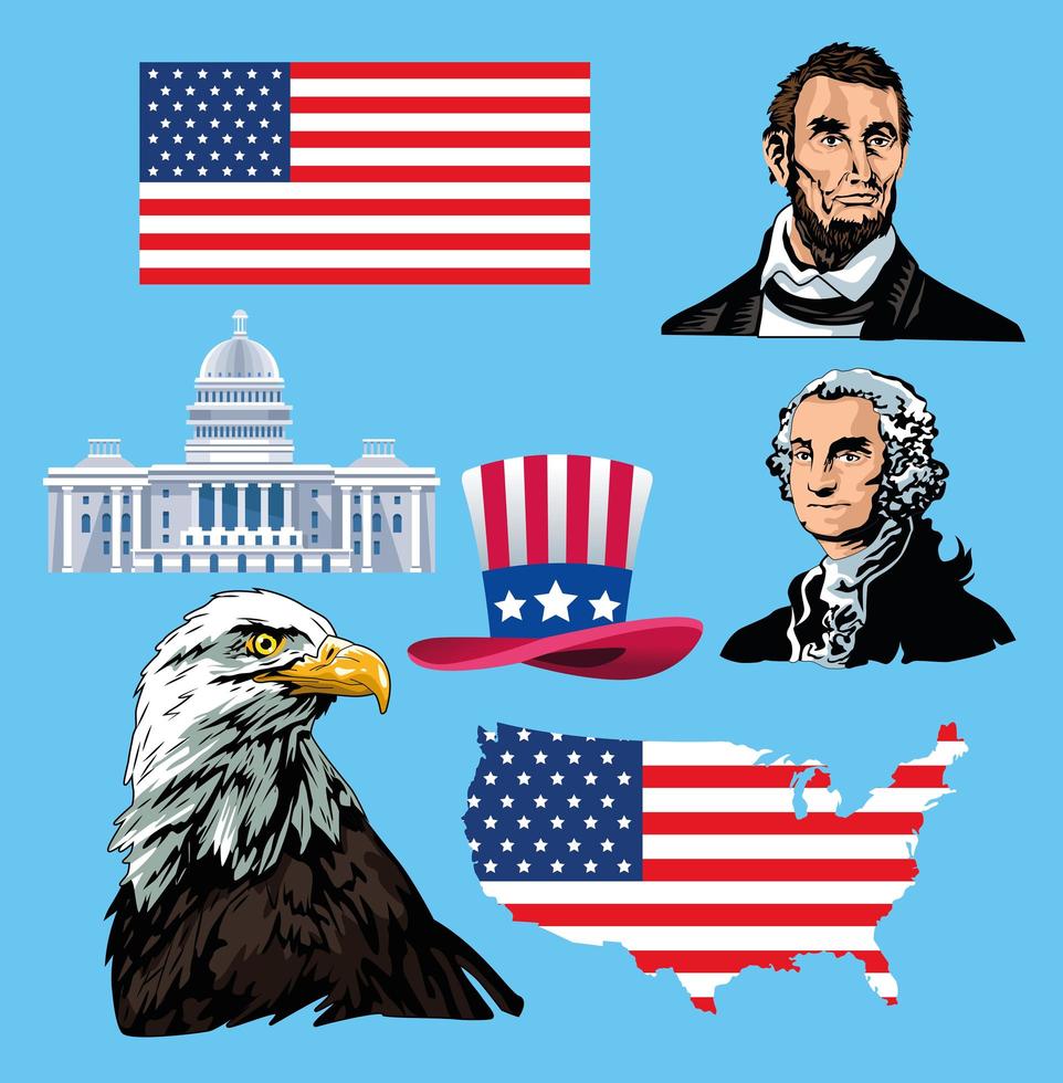 happy presidents day poster with icons vector