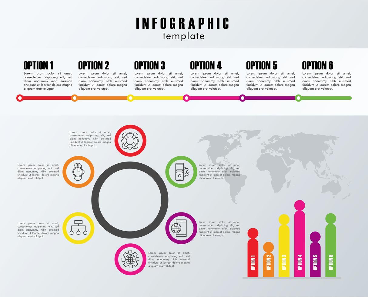 Estadísticas de plantilla de infografía con mapas del planeta tierra vector