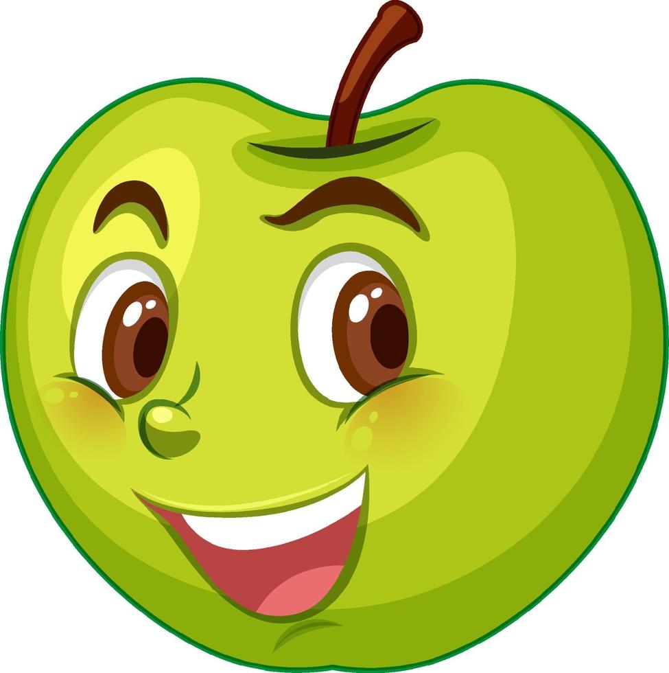 personaje de dibujos animados de manzana con expresión facial vector