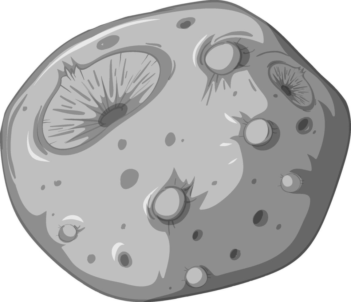 Un meteorito de piedra aislado sobre fondo blanco. vector