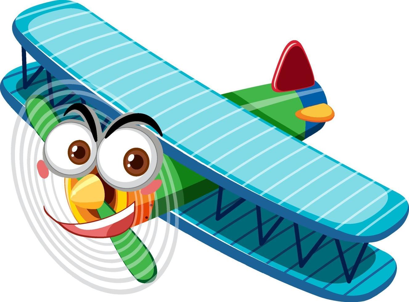 Vintage aircraft with face expression cartoon character on white background vector