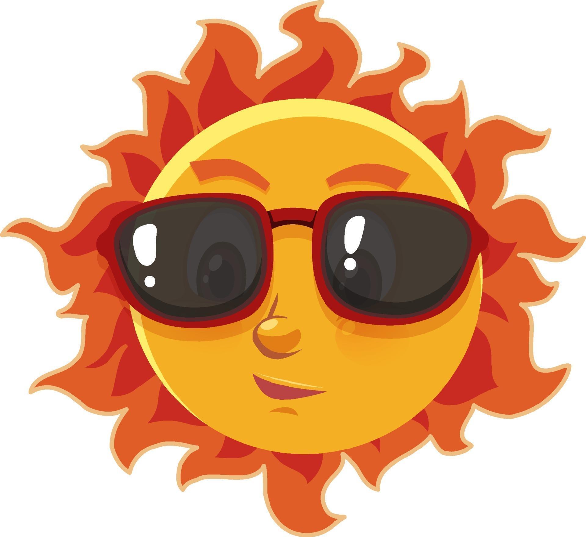 Sun cartoon character wearing sunglasses on white background 1945505