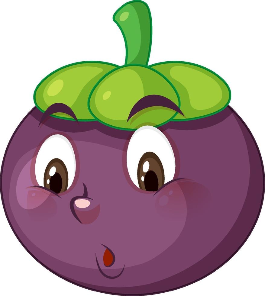 Mangosteen cartoon character with facial expression vector