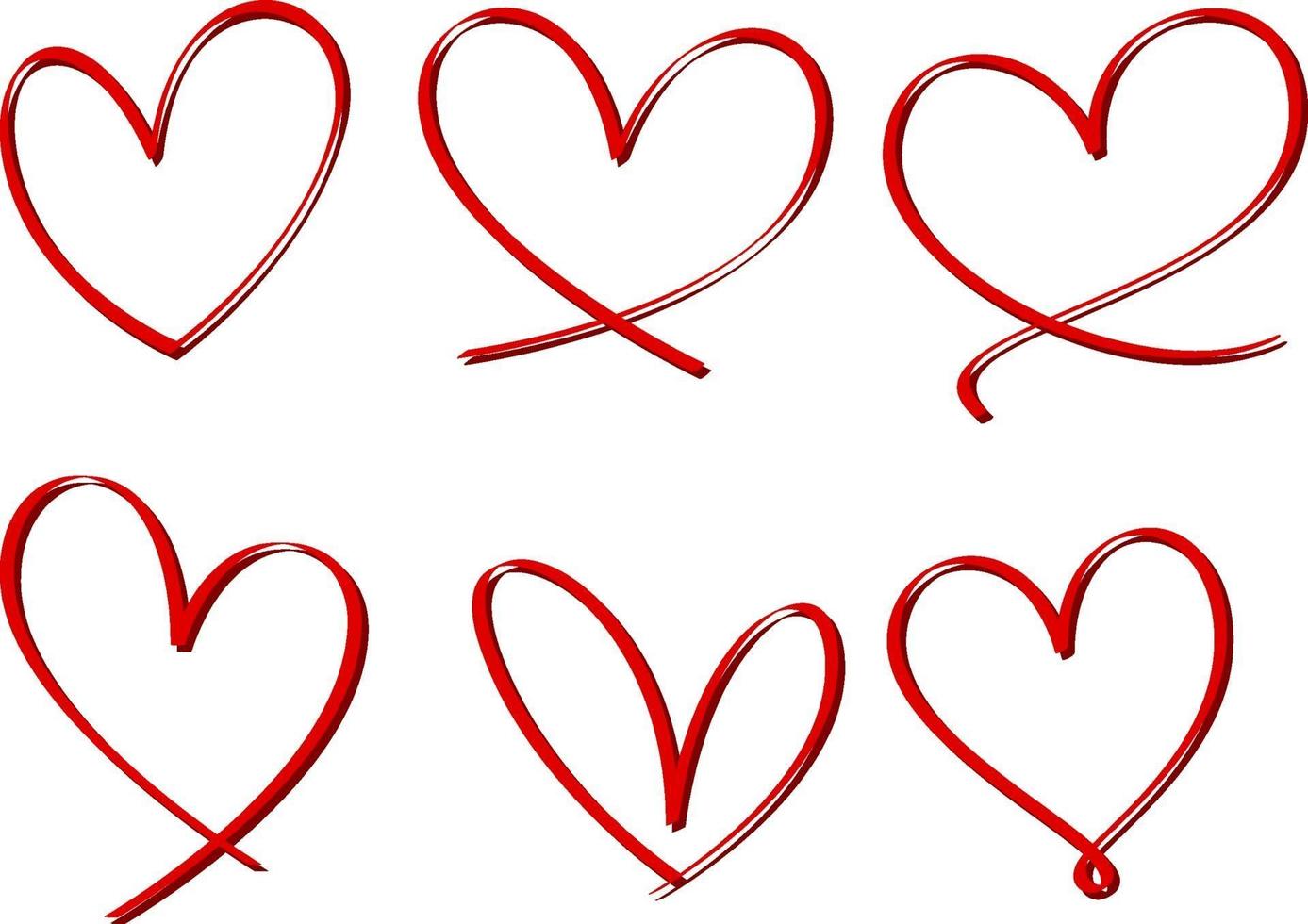 Set of heart hand drawn isolated vector