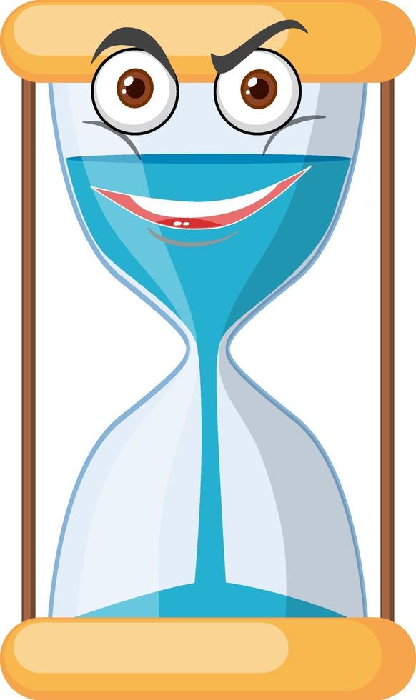 Hourglass with face expression on white background vector