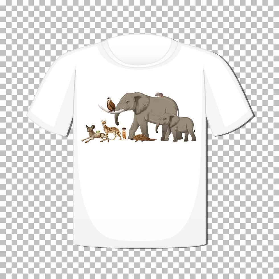 Wild animal group design on t-shirt isolated vector