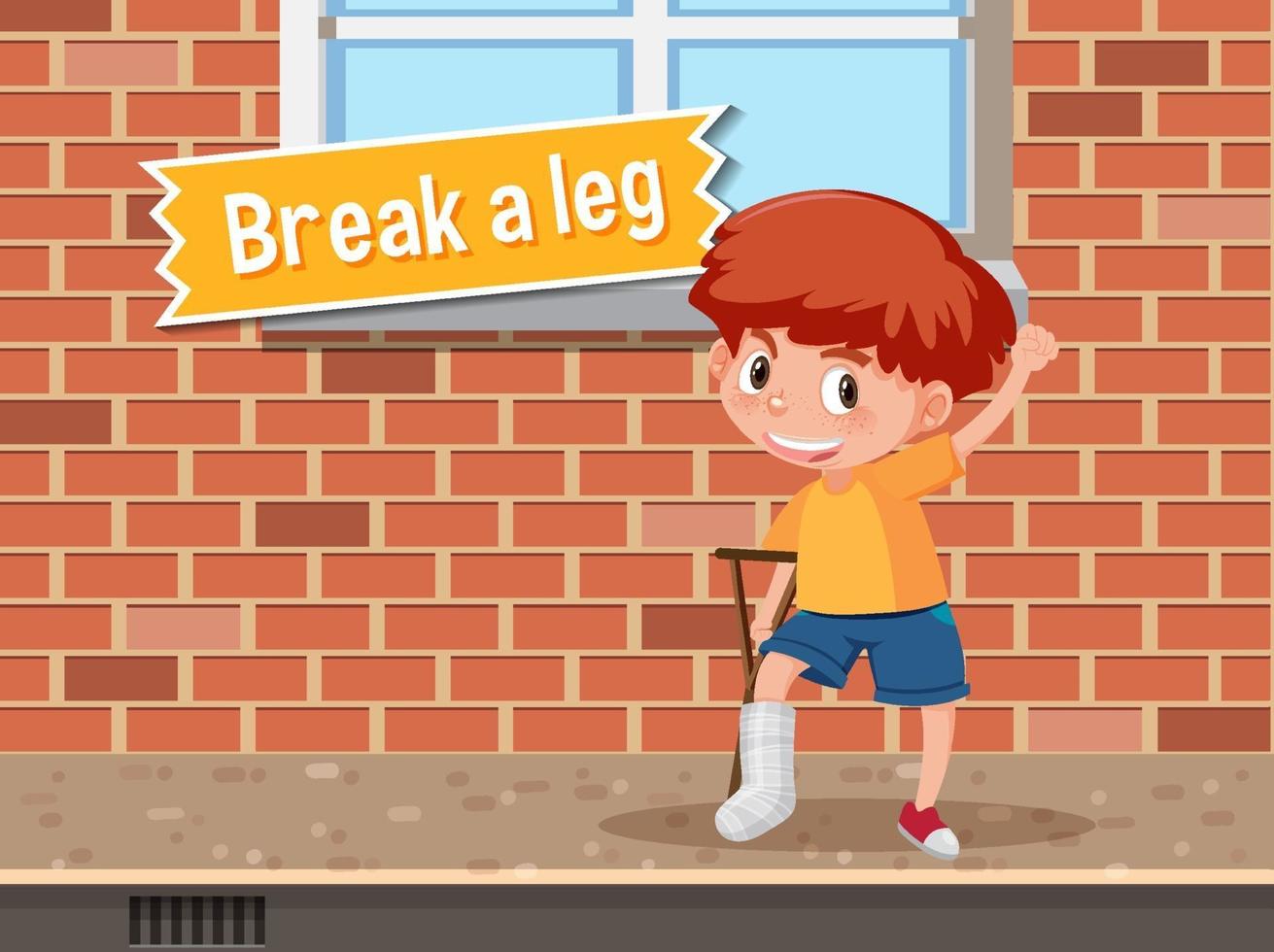 Idiom poster with Break a leg vector