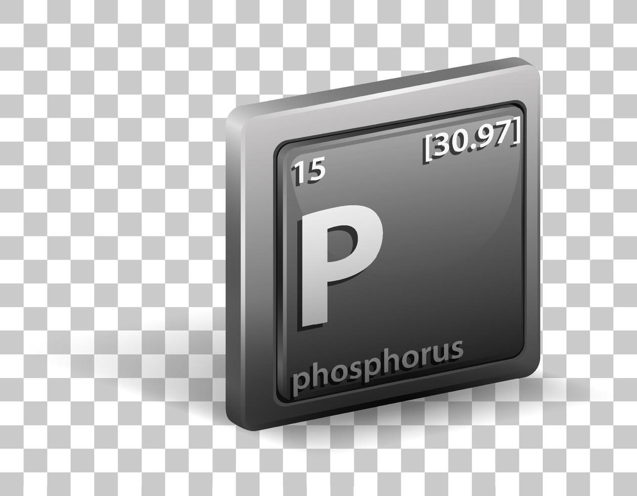 Phosphorus chemical element. Chemical symbol with atomic number and atomic mass. vector