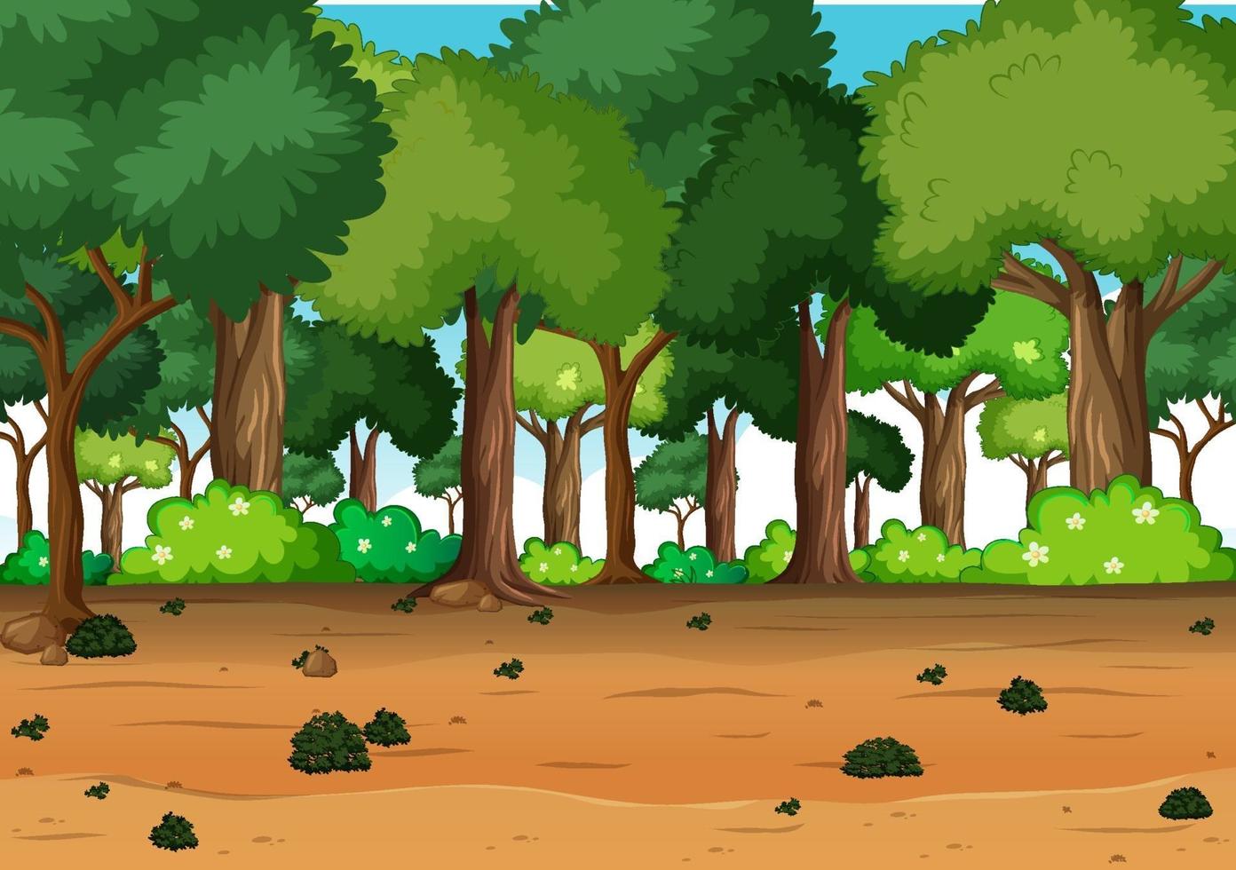Blank nature forest landscape scene with many trees vector