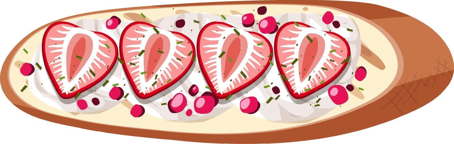 Top view of a bread with strawberry isolated vector