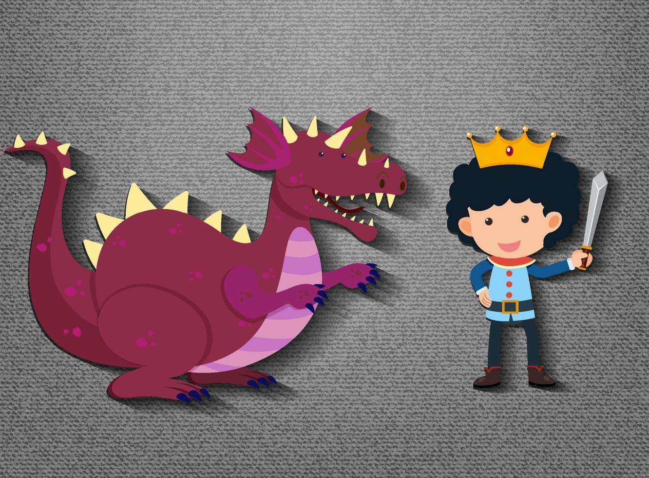 Little knight and dragon cartoon character vector