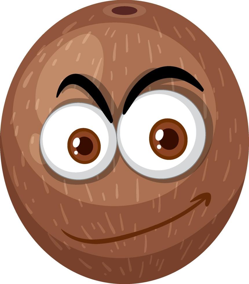 personaje de dibujos animados de coco con expresión de cara feliz sobre fondo blanco vector