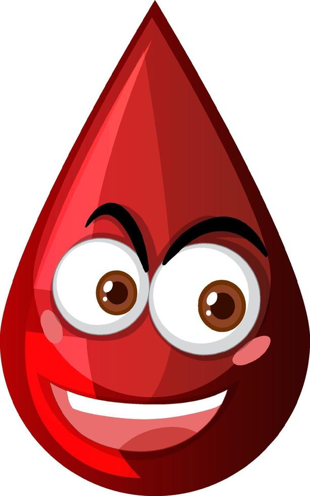 gota de sangre roja con expresión facial vector