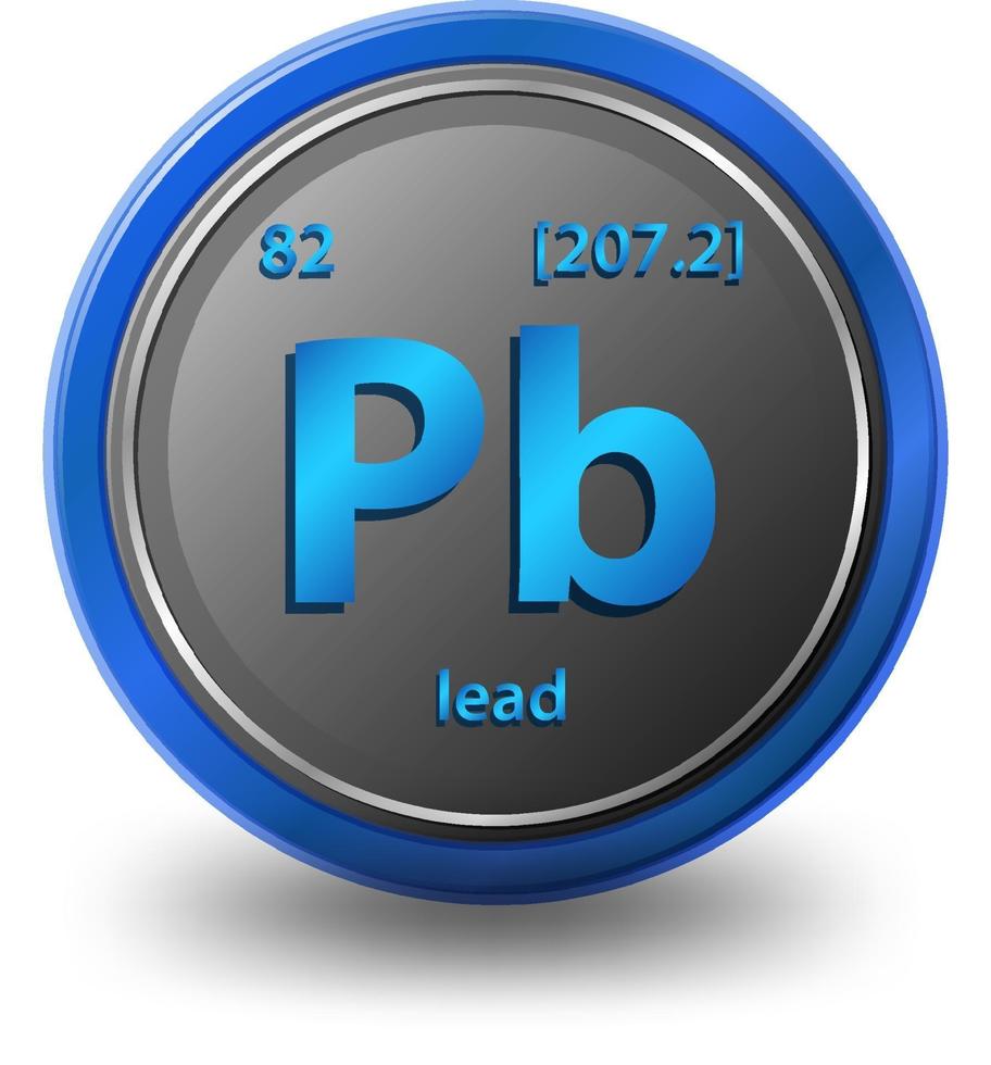 Lead chemical element. Chemical symbol with atomic number and atomic mass. vector