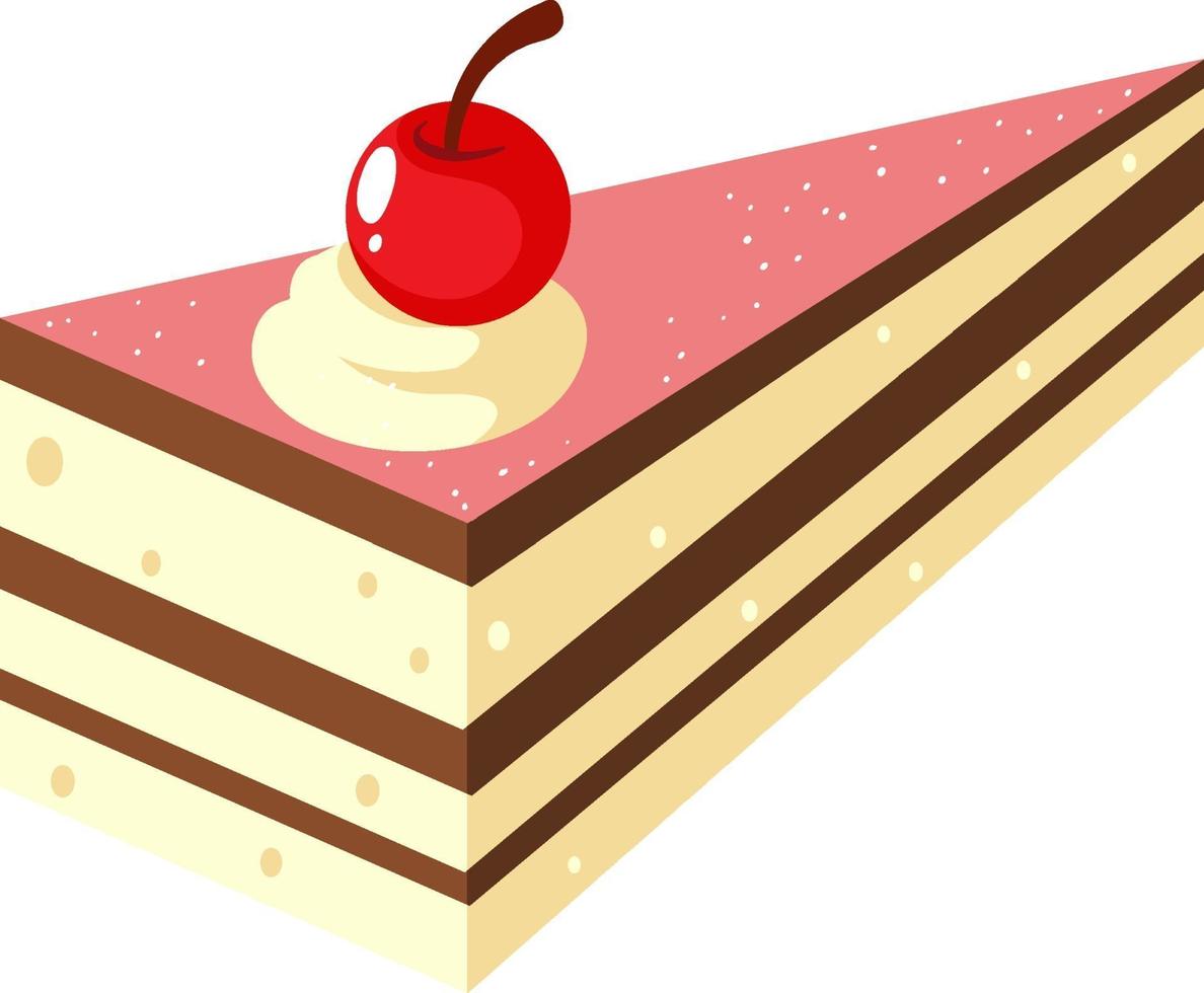 Isometric of cake with cherry on top vector