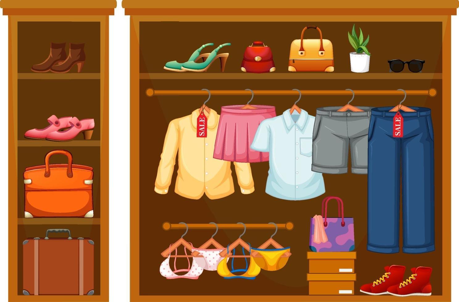 Isolated clothes in the closet vector