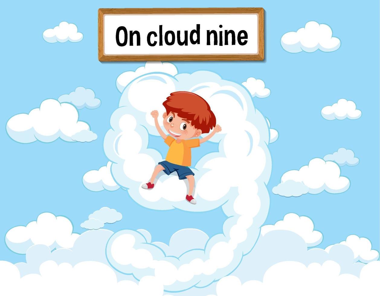 Modismo en inglés con descripción de imagen para en la nube nueve vector