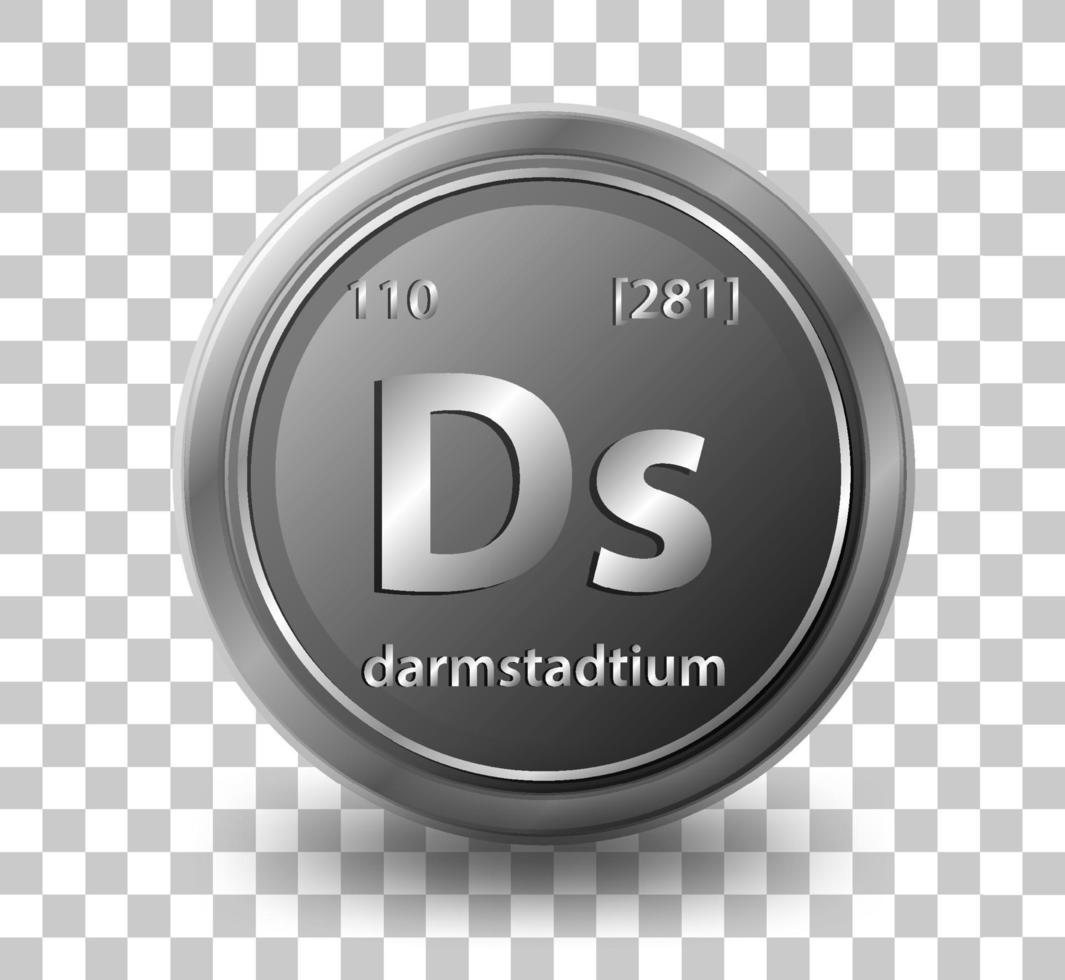 Darmstadtium chemical element. Chemical symbol with atomic number and atomic mass. vector