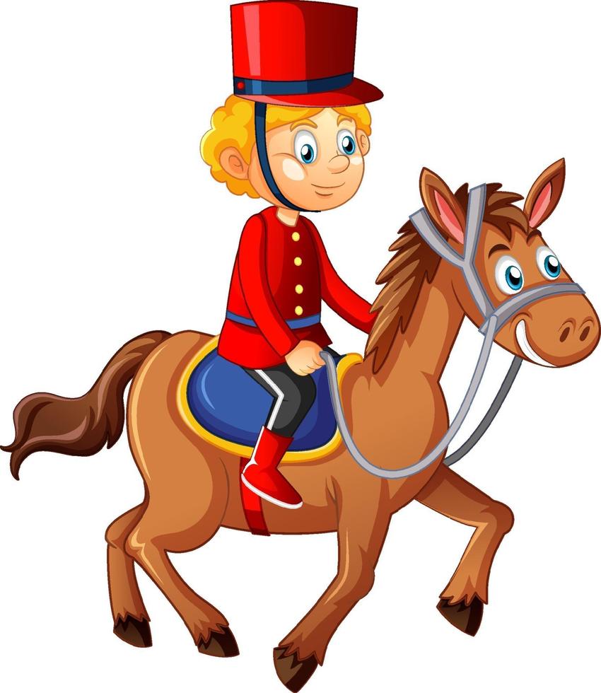 King's man riding horse cartoon character on white background vector