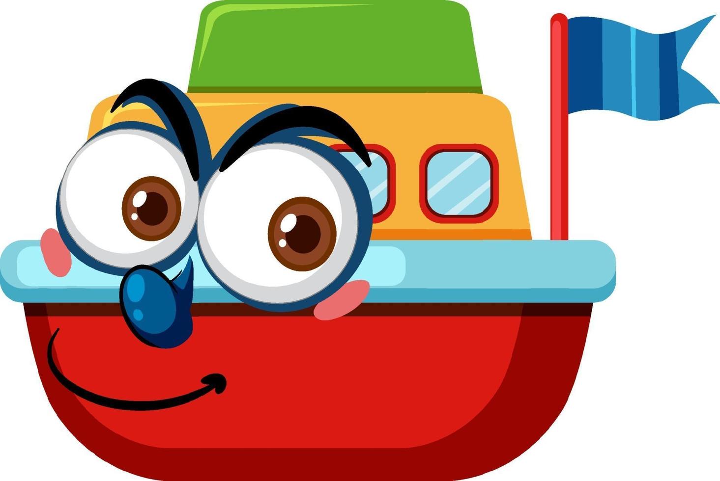personaje de dibujos animados de juguete de barco con expresión facial vector
