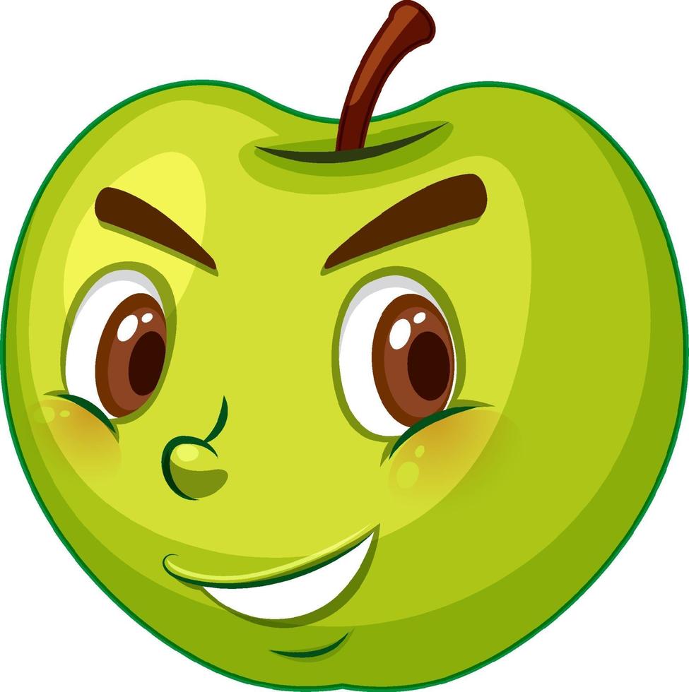 personaje de dibujos animados de manzana con expresión facial vector