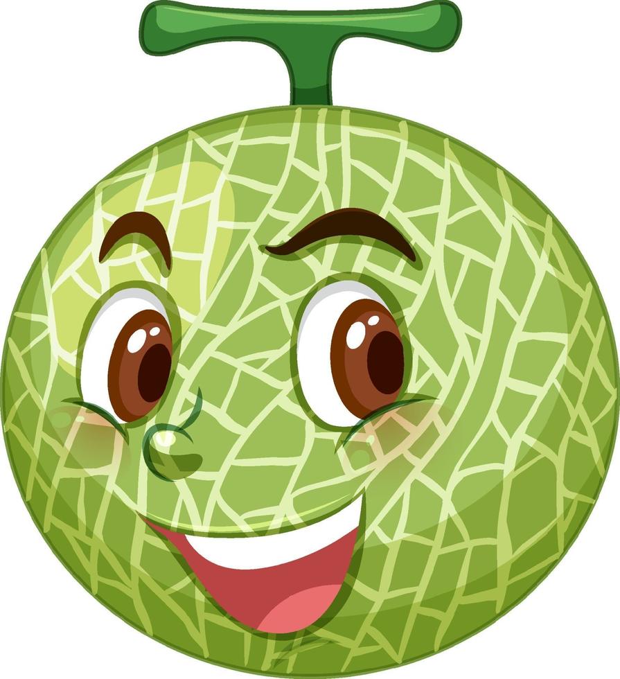 Cantaloupe melon cartoon character with facial expression vector