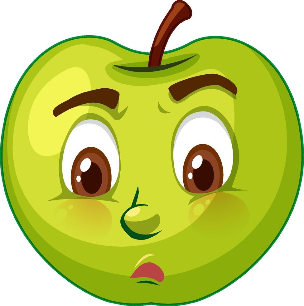 personaje de dibujos animados de manzana con expresión facial vector