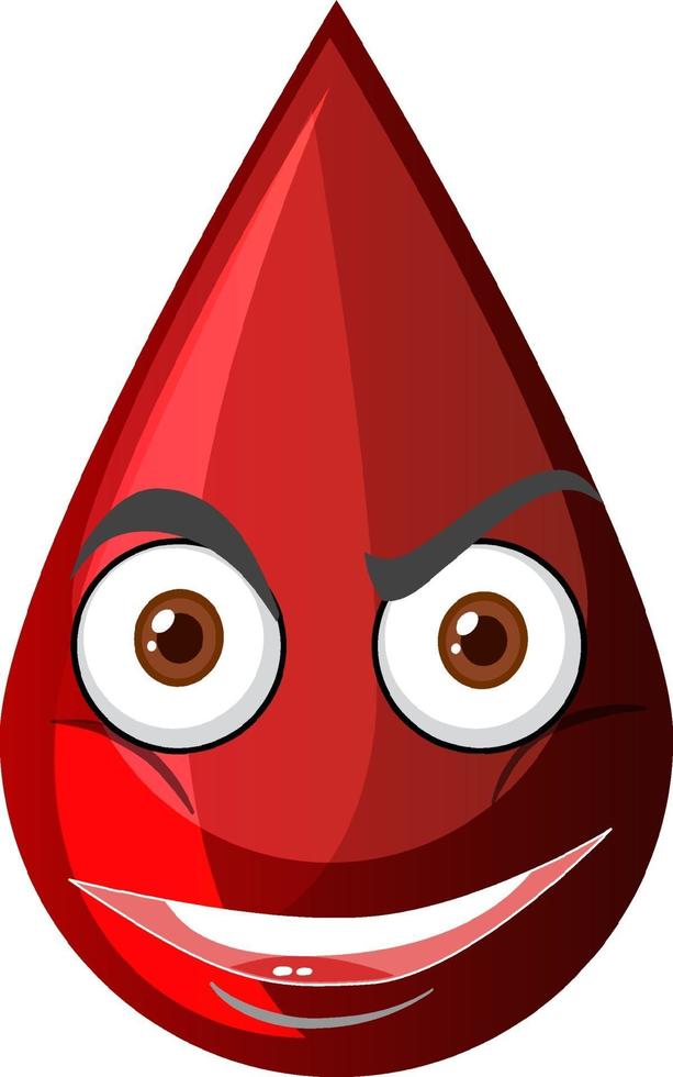 gota de sangre roja con expresión facial vector