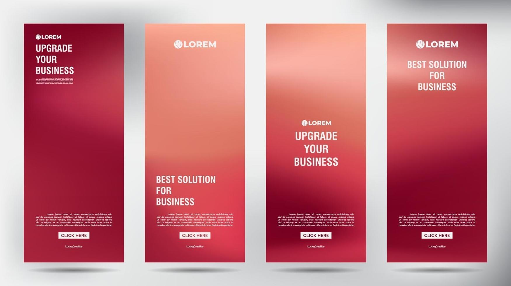 Set of Red Blurred roll up business brochure flyer banners vector