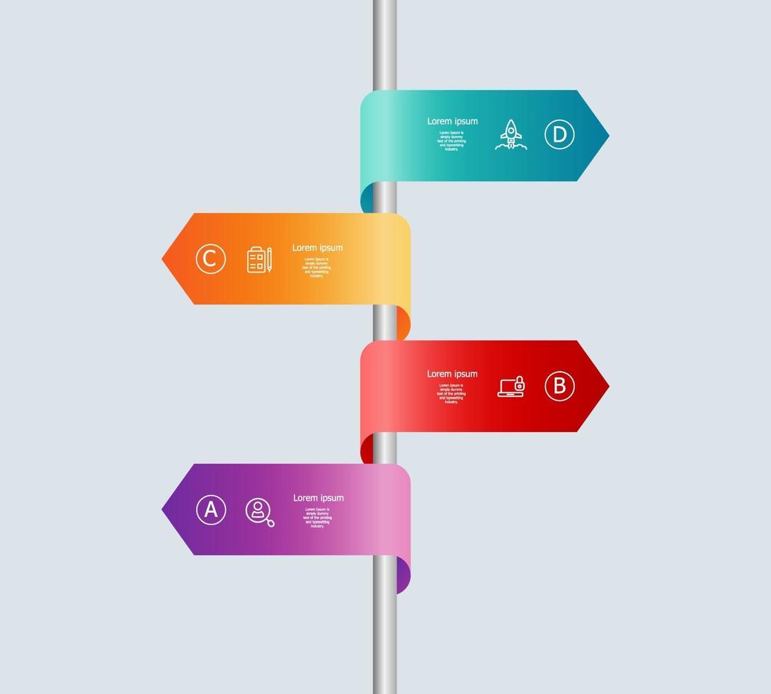 abstract vertical timeline infographics 4 steps for business and presentation vector