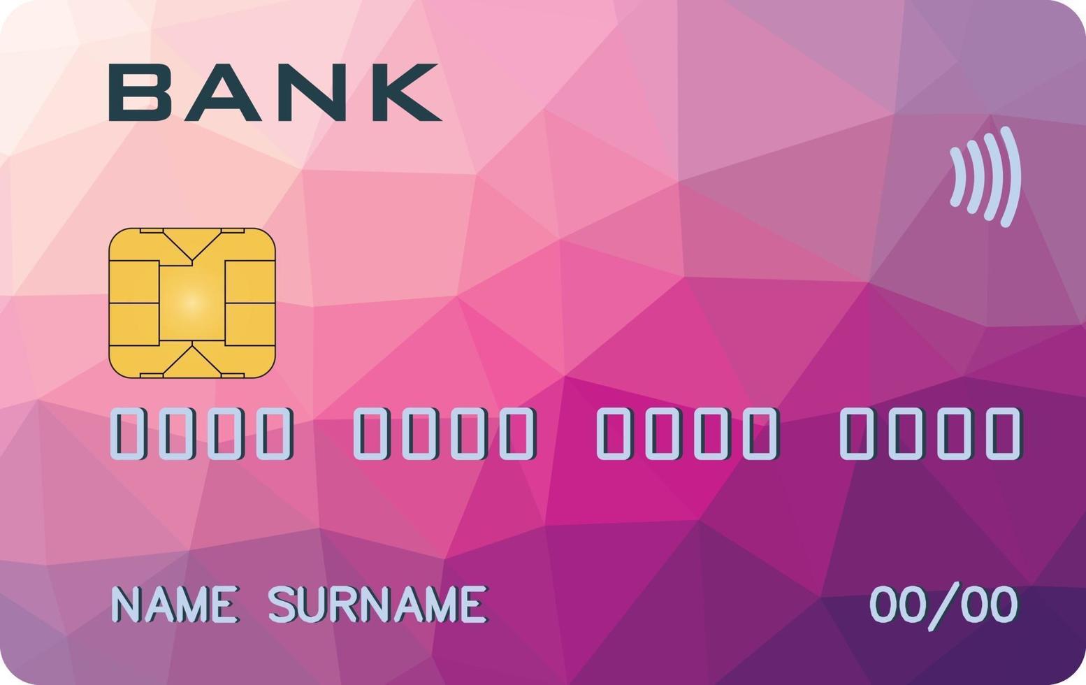 Bank card prototype with triangle background. Abstract bank, abstract payment system. vector