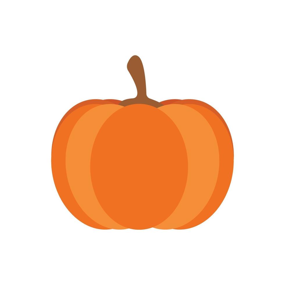 Ilustración de vector de calabaza naranja. calabaza de halloween de otoño, icono gráfico vegetal o impresión, aislado sobre fondo blanco